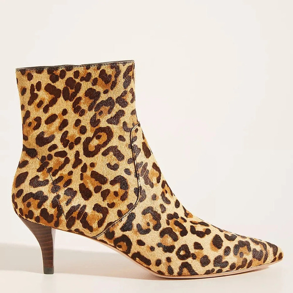 Loeffler Randall Kassidy Leopard Ankle Boots calf hair fall Anthropologie kitten - Picture 5 of 9